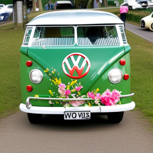 vw bulli with floral paintwork