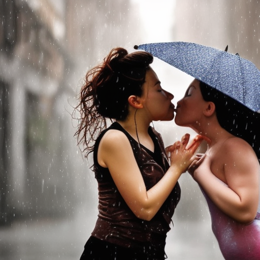 spider girl kiss a girl in rain