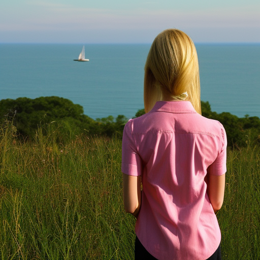 blonde girl looking at horizon