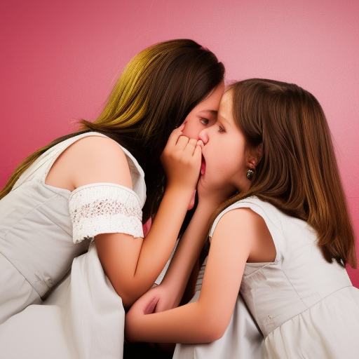 two school girls kissing