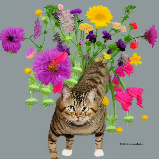 cat made of flowers drawing, concept art, 8k