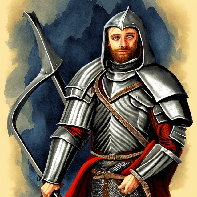 portrait of a male european medieval knight painted as a illustration os dungeons and dragons book