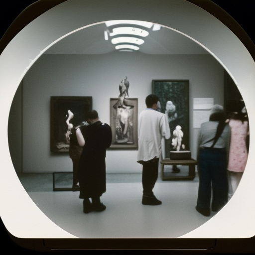 visitors in museum looking at bosch and dali sculptures, 9 0 - s, polaroid photo, by Larry Clark 