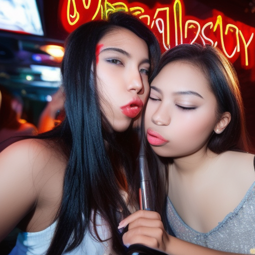 two sisters melayu girl kissing at night club 