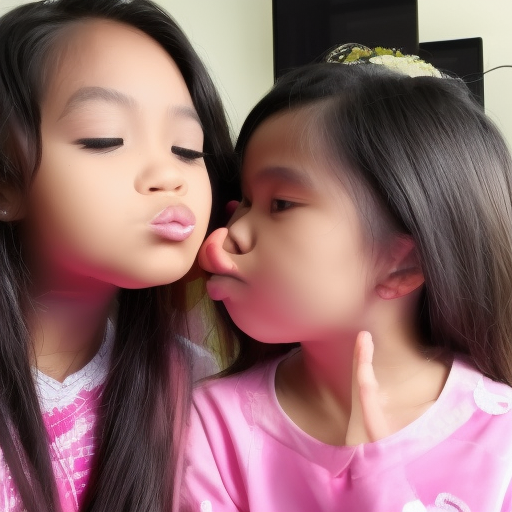 two Little youtuber malay girl kissing at live stream 