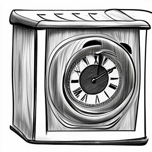 time machine black and white pencil illustration high quality