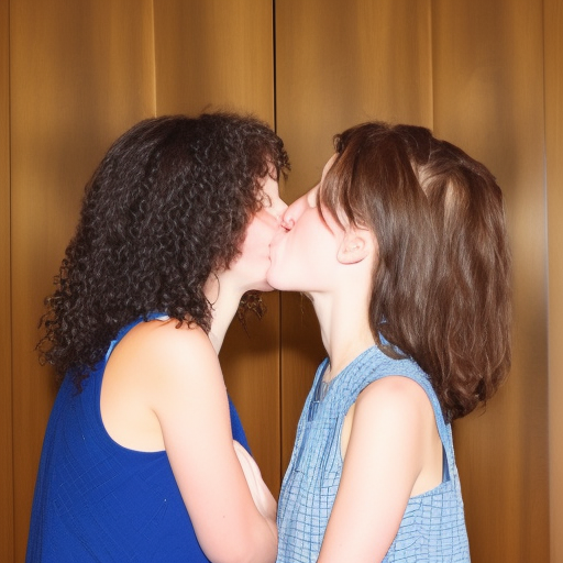 adult sisters kissing 