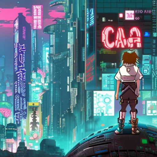Cyberpunk+Cat+playing+game+with+handheld+console+studio ghibli