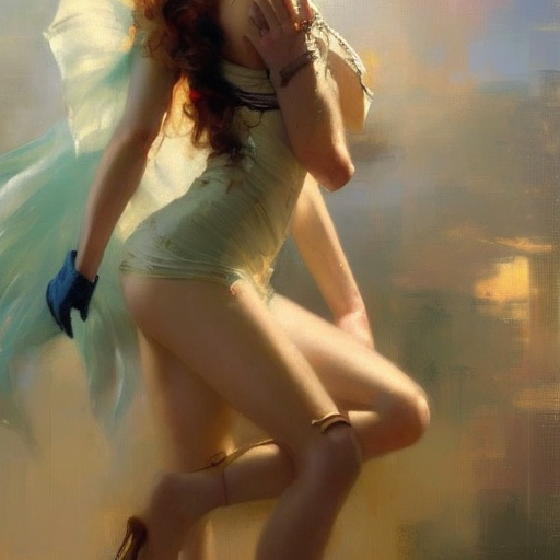 airy, pin-up, sci-fi, steam punk, very deitaled, realistic, figurative painter, fineart, Oil painting on canvas, beautiful painting by Daniel F Gerhartz