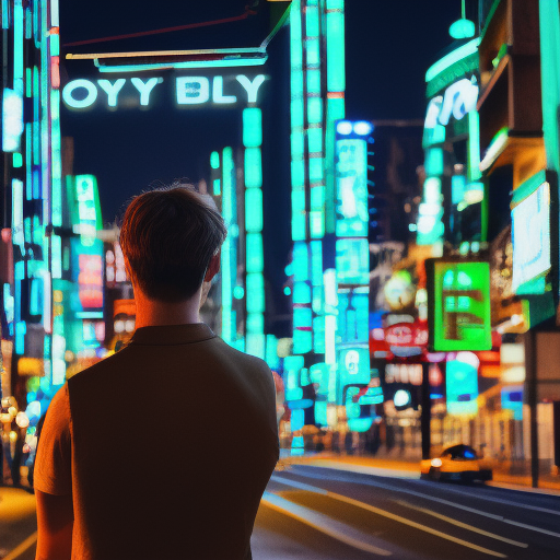 a beautiful guy looking the camera  photography,  neon,  neon lamp, blue eyes brown hair,  complex picture sharp Octane very detailed intricate scenery 4k