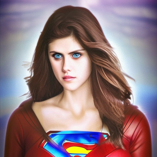 Photo realistic Alexandra daddario portrait as super girl 