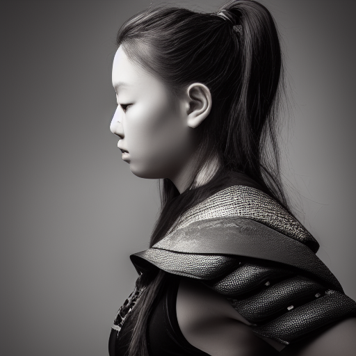  portrait photo of an attractive female warrior, side profile, looking away, serious eyes, 50mm portrait photography, hard rim lighting
