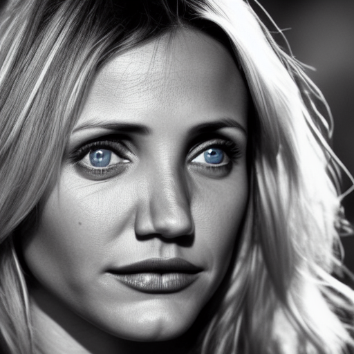 close - up young cameron diaz, moody lighting, 8 k, shallow depth of field, cinematic lighting,