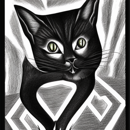 Cat drawn in Escher style