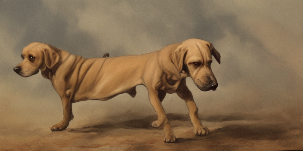 a painting of First thought: Zerberus, he could be a good dog, a dog that is sometimes a bit much, but a good dog, that's what he could be. Second thought: Damn tank, damn sword, damn culture of war - all the damn stuff that forces me to run around fully armored. Third thought: ZERRRRBERUS, he's one of us, like me, one of those guys who was handed a sword without being asked. Gap in thoughts: Panting Fourth thought: OOOO ZERRREBERUSSS, Hades, he's really just like us, he just acts tough and strong on the outside. Gap in thoughts: Panting, panting Fifth thought: Let's be honest: He doesn't really act like that anymore, he lets others act, he uses us as figures who play his strength and size without him having to show himself. Sixth thought: Oh Zerberus, the life of another, that's what our lives have in common. Oh Zerberus, dog, you are doomed to live in the world of another because of your nature. Dogs don't have their own cultural problems, they just carry the ones that are attached to them. Gap in thoughts: Stop briefly, pant twice and then keep running.