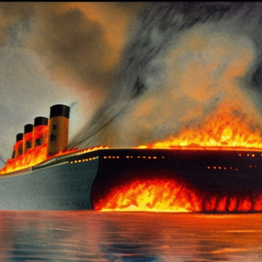 Titanic drowning in lava