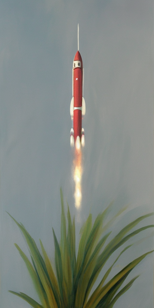 painting of a rocket flies through an orchid