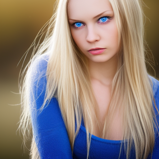Blue eyed blonde woman with a beautiful face looking at horizon