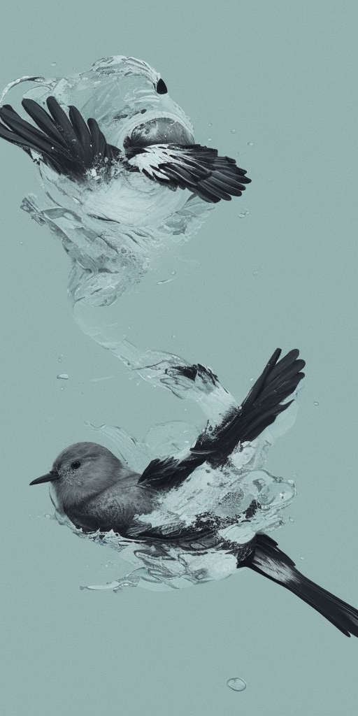 a artstation of A bird suffocates in water