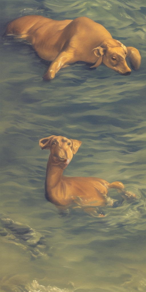 a painting of a Drowning animal