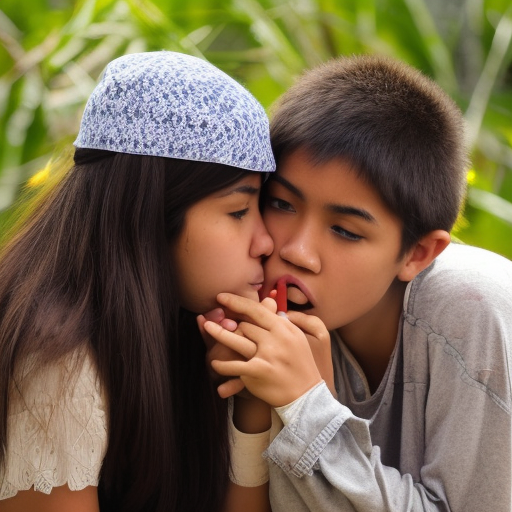 two teenage melayu girl kissing in hut