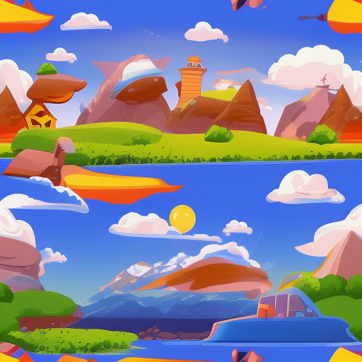 Seamless cartoon game landscape background