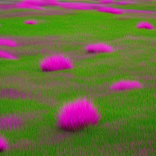 planet pink grass glows