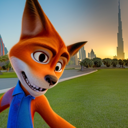 a Nick Wilde in front office of the Dubai and sunset
