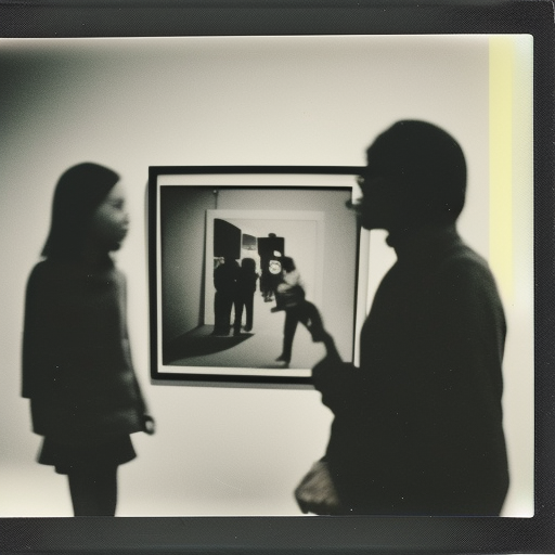 visitors in the museum, 7 0 - s, polaroid photo, by warhol