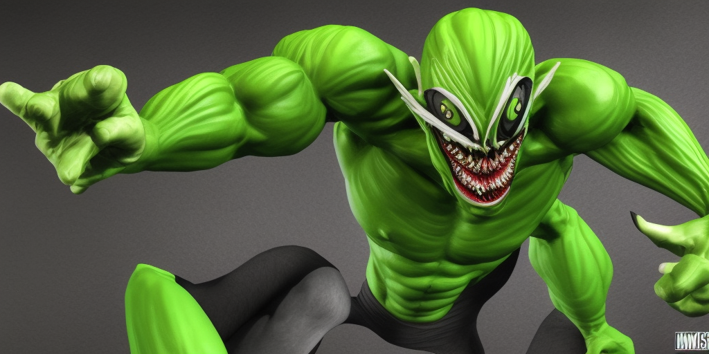 a 3d rendering of Carnage Venom Green Goblin
