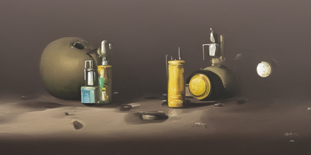 a oil painting of a Plastic Bomb 