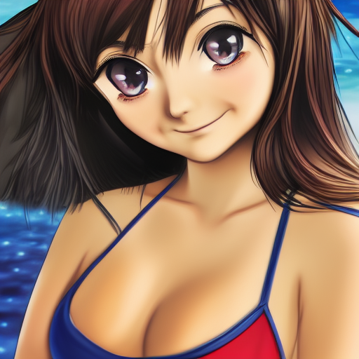 highly detailed portrait of jenna coleman as an anime girl in bikini
