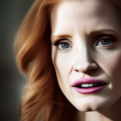 jessica chastain ultra-realistic portrait cinematic lighting 80mm lens, 8k, photography bokeh