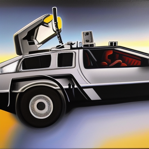 delorean back to the future oil painting on canvas