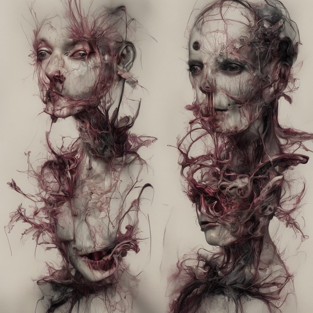 Painting, Creative Design, Depression, Biopunk, Body horror, by Marco Mazzoni, Francis Bacon