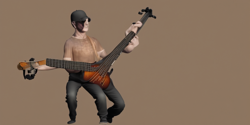 a 3d rendering of The bassist