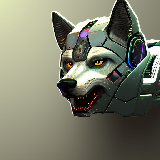a cyberpunk ai wolf robot