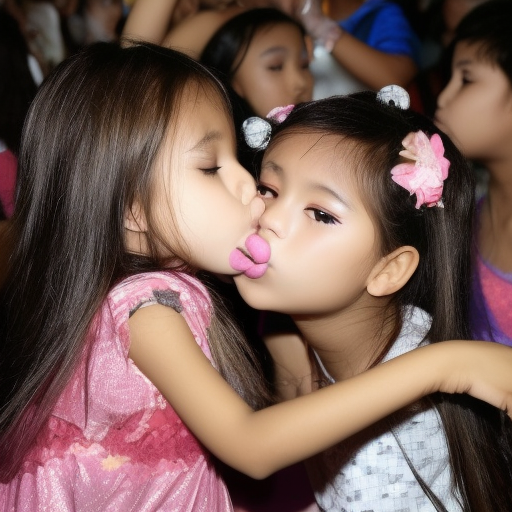 two Little idol melayu girl kissing in disco 