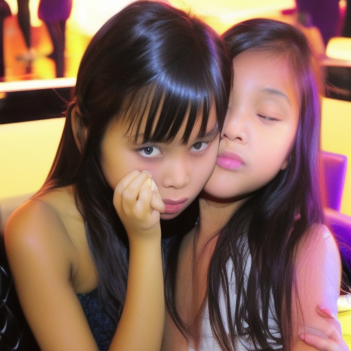 two niece malaysia girl kissing in night club 