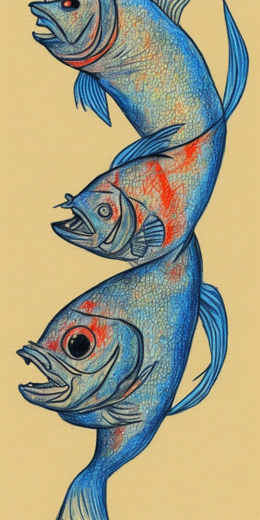 a drawing of a Burning fish