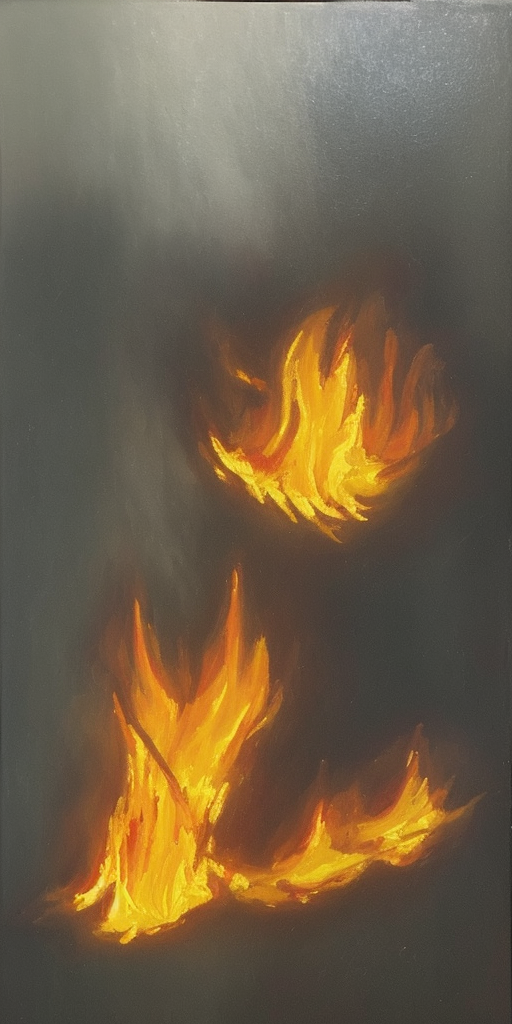 a oil painting of a Burning animal