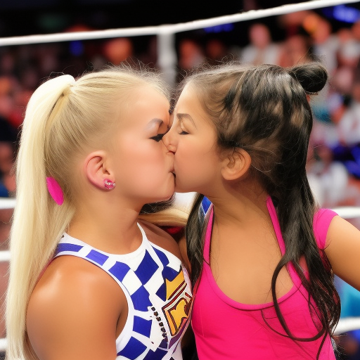 two Little wwe girl kissing 