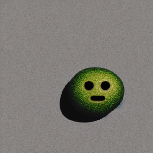 Very tiny kiwi that looks like the iOS emoji and has the same colors, 3D clay render, 4k UHD, white background, isometric top down left view, diffuse lighting, zoomed out very far