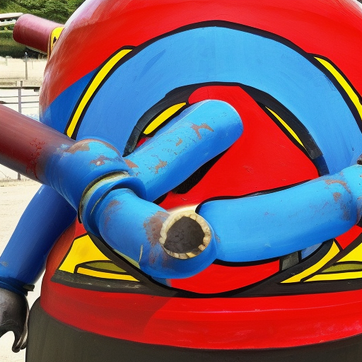 In the center of the paint is a depiction of Superman, but instead of being made of flesh and blood, he is built entirely out of gas pipes. He is wearing a hard hat with a large "L" on the front, symbolizing his connection to Liberty Utilities. The gas pipes are arranged to form Superman's iconic blue and red costume, complete with the iconic "S" symbol on his chest. His muscular physique is created using thicker, more robust pipes, while his facial features and hair are made using smaller, more intricate pipes. In the background, the city of Metropolis is depicted, with towering skyscrapers and bustling streets. The gas pipes that make up Superman's body extend out into the city, connecting him to the buildings and homes of the city. Overall, the paint conveys the message that Liberty Utilities is a strong and powerful force, providing the essential fuel that powers the city of Metropolis, just like Superman powers the people of the city. It is a fitting tribute to the Man of Steel, and a reminder that Liberty Utilities is always there to serve the people of Metropolis. This is a watercolor painting.