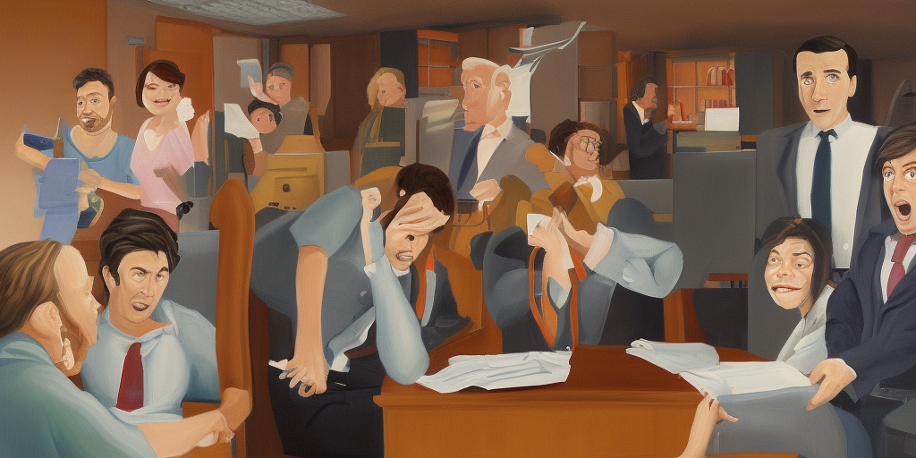 a painting of Trapped in the office