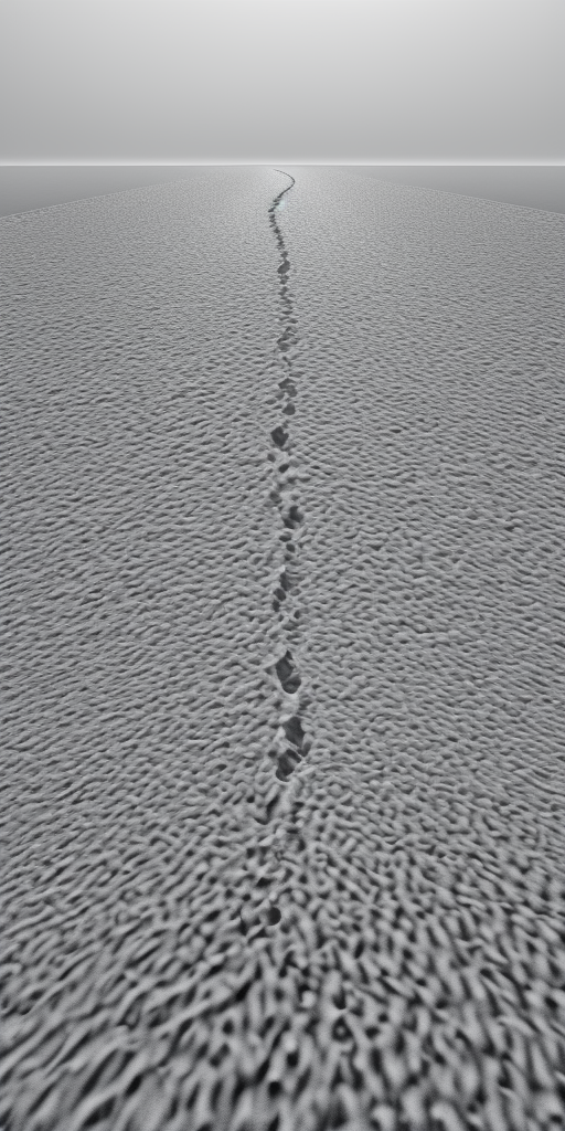 3d rendering Grayscale Spiekeroog Island Beach Winter Footprints Pier Path Woods Conifers Sea Sandbank
