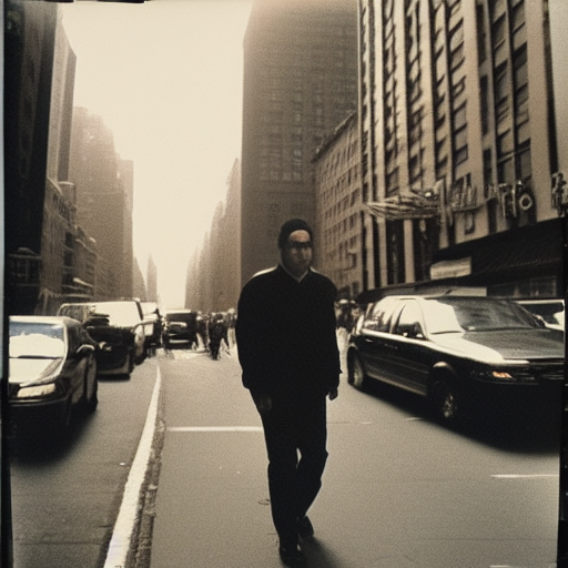 Mario walking the streets of new york, photograph, polaroid