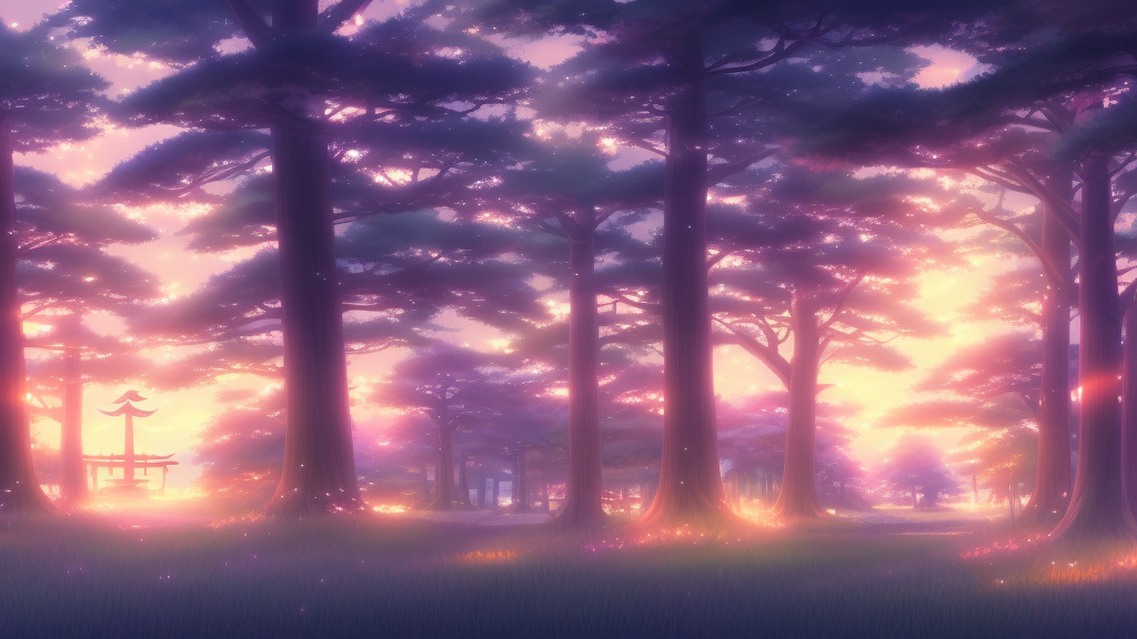 beautiful anime painting of a magical forest, torii, shrine, nighttime, by makoto shinkai, koto no ha no niwa, artstation, atmospheric.