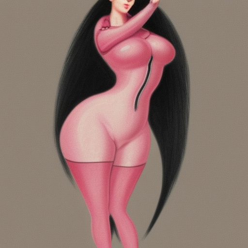 portrait of curvy anthropomorphic cat woman, with long pink hair, cute, high detail, intricate, detailed, realistic