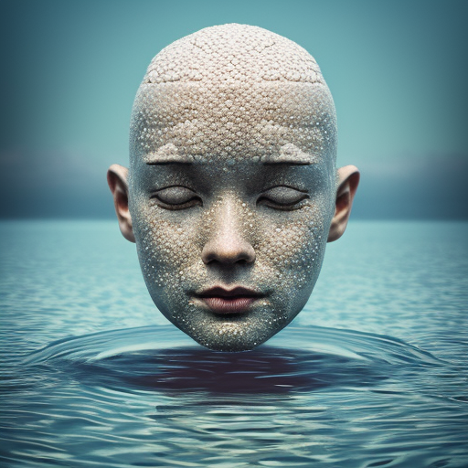 a sculpture made of water in the shape of a human head, on the ocean water, water manipulation photoshop, behance, cinematic, in the style of johnson tsang, long shot, hyper detailed, hyper realistic, ray tracing, 8 k resolution, sharp focus, realistic water, award winning